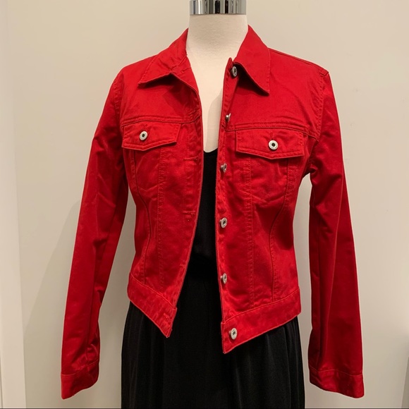 Gap Red Button Down Cotton Jacket 90s Vintage, Size Small Jean Jacket Style - Picture 2 of 8
